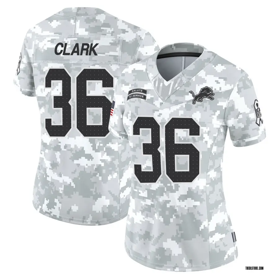 Arctic Camo Women's Chuck Clark Detroit Lions Limited 2024 Salute to Service Jersey