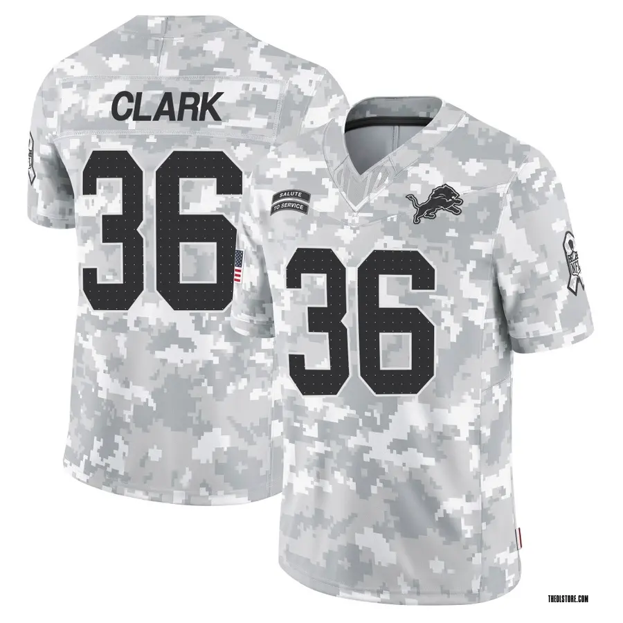 Arctic Camo Youth Chuck Clark Detroit Lions Limited 2024 Salute to Service Jersey