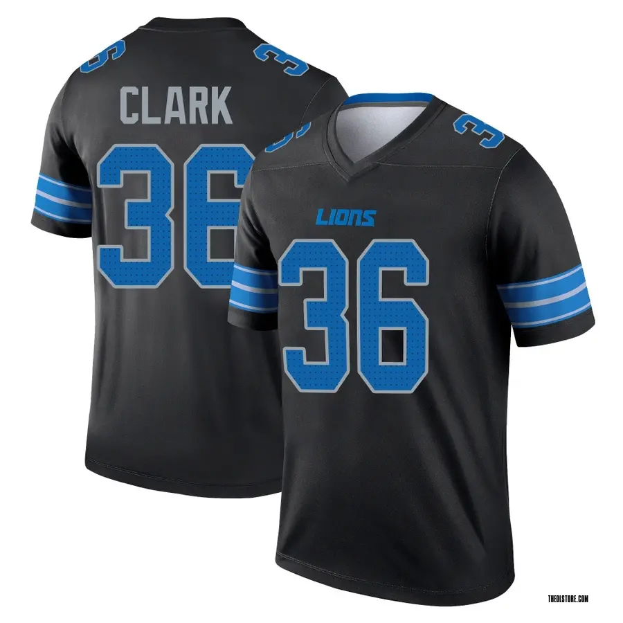 Black Men's Chuck Clark Detroit Lions Legend Jersey