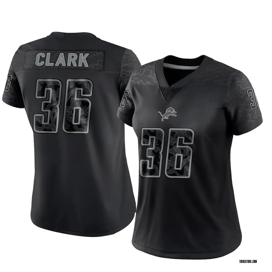 Black Women's Chuck Clark Detroit Lions Limited Reflective Jersey