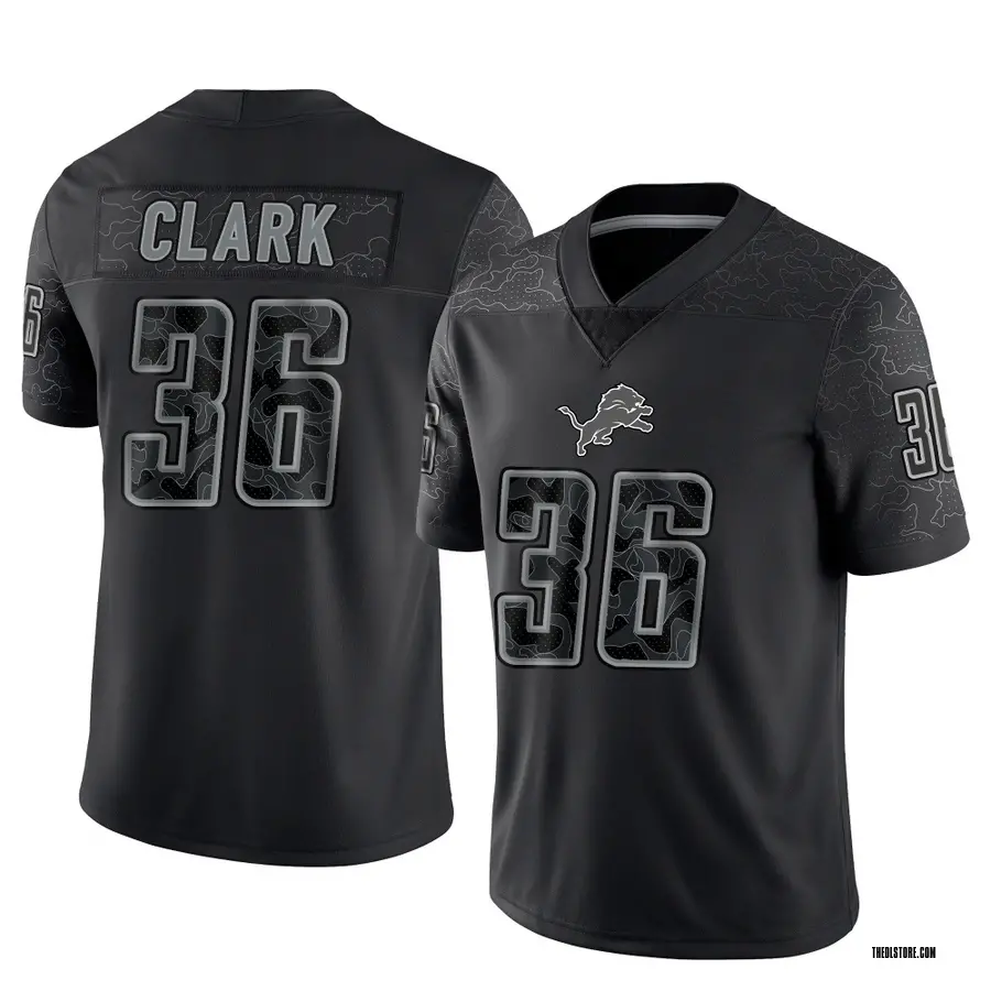 Black Youth Chuck Clark Detroit Lions Limited Reflective Jersey