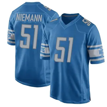 Blue Men's Ben Niemann Detroit Lions Game Team Color Jersey