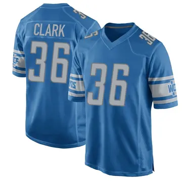 Blue Men's Chuck Clark Detroit Lions Game Team Color Jersey