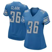Blue Women's Chuck Clark Detroit Lions Game Team Color Jersey