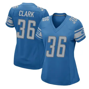 Blue Women's Chuck Clark Detroit Lions Game Team Color Jersey