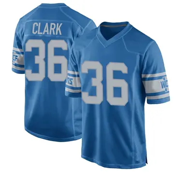Blue Youth Chuck Clark Detroit Lions Game Throwback Vapor Untouchable Jersey