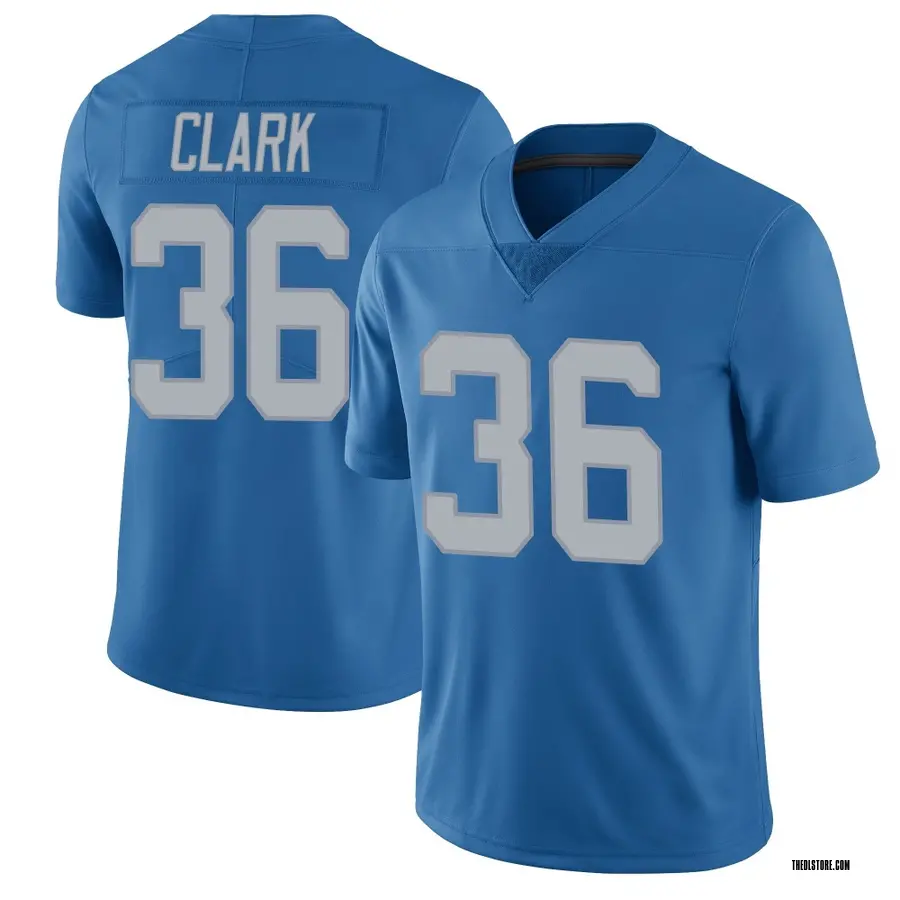 Blue Youth Chuck Clark Detroit Lions Limited Throwback Vapor Untouchable Jersey