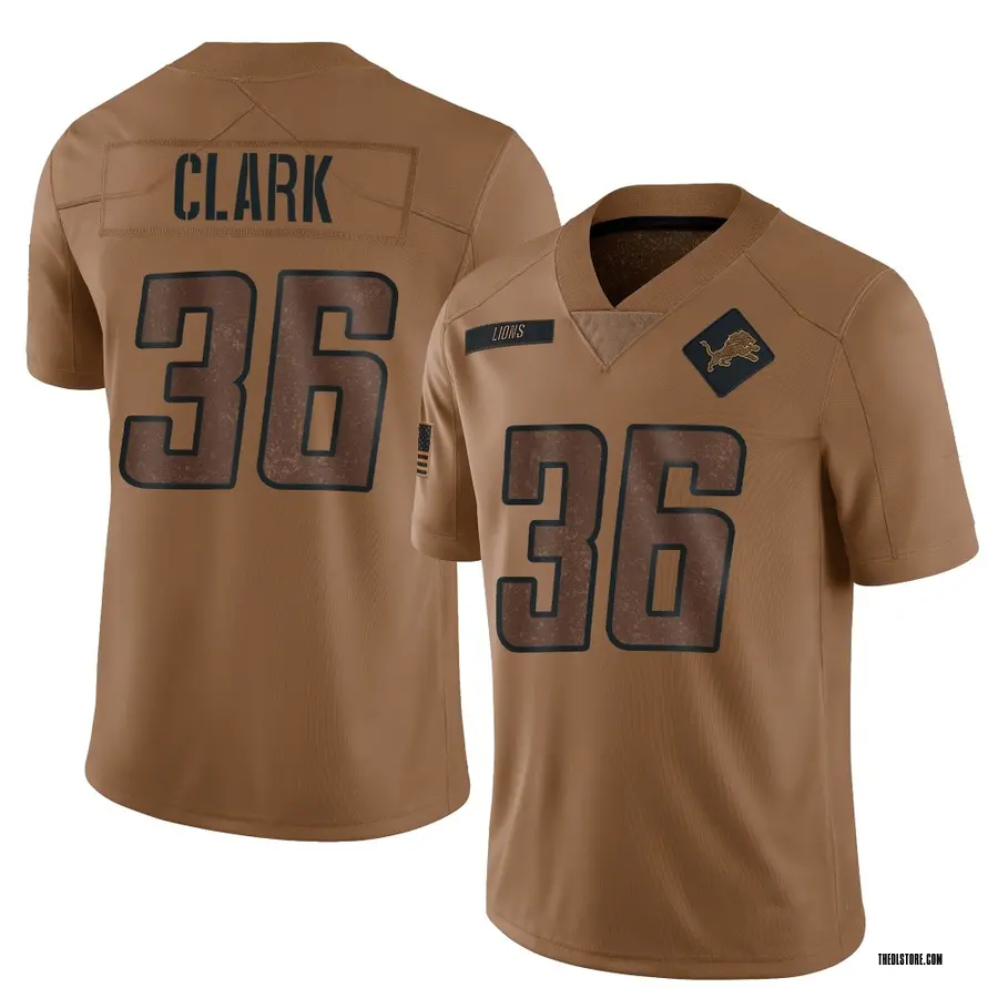 Brown Men's Chuck Clark Detroit Lions Limited 2023 Salute To Service Jersey