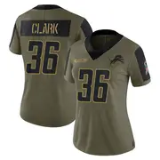 Olive Women's Chuck Clark Detroit Lions Limited 2021 Salute To Service Jersey