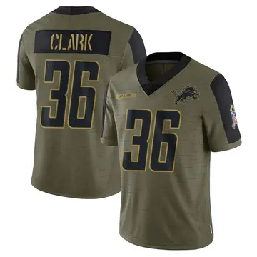 Olive Youth Chuck Clark Detroit Lions Limited 2021 Salute To Service Jersey