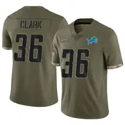 Olive Youth Chuck Clark Detroit Lions Limited 2022 Salute To Service Jersey