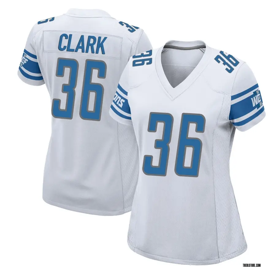White Women's Chuck Clark Detroit Lions Game Jersey