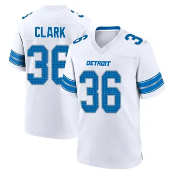 White Youth Chuck Clark Detroit Lions Game 2nd Jersey